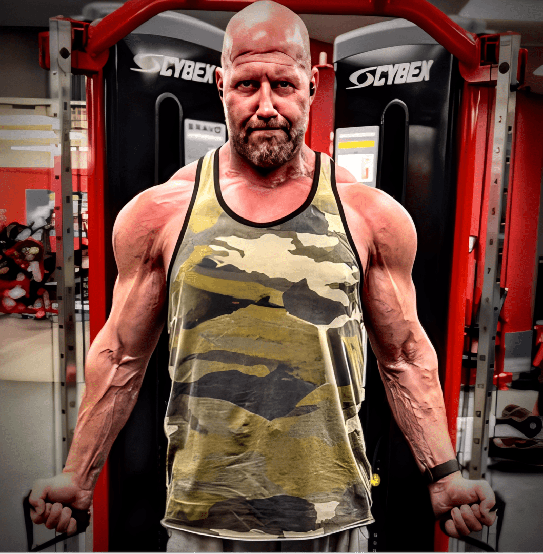 Man lifting weights at the gym.